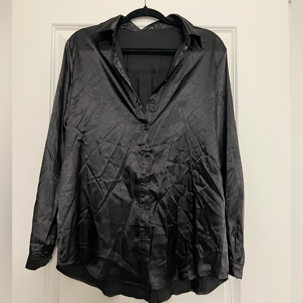 Satin button down top